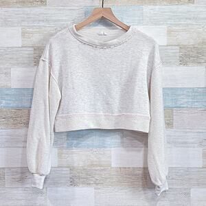 LE LIS Cropped French Terry Athleisure Sweater Gray Cotton Blend Womens XS